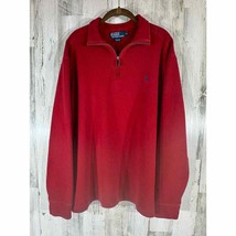 Polo Ralph Lauren Mens Red Sweater 1/4 Zip Size XL READ - £16.34 GBP