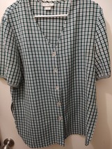 Vintage Kim Rogers modcloth buttoned checkered Women&#39;s top size L - £6.27 GBP