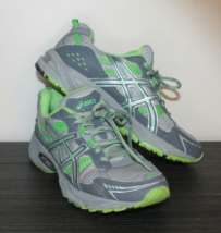 Womens Size 8.5 Running Shoes Sneakers Gel Venture Gray Green Asics 4 T383N Nice - £15.15 GBP