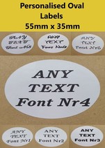 Personalised Stickers  Oval 55mm x 35mm Any text - £1.27 GBP+