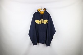 Vintage Mens XL Distressed University of Michigan Script Spell Out Hoodie Blue - £47.44 GBP