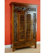 Teak Solid Wood Kitchen Cabinet Wardrobe Carving Highboard Tall Cabinet - $1,503.22