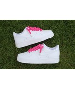 White Air Force 1s with Hot Pink Rope Laces Bold Custom Classic - $224.99