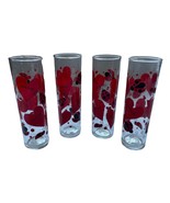 Highball Collins Cocktail Glasses Set 4 Valentine Love Lady Bug Hearts B... - $32.99