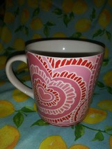 STARBUCKS COFFEE Valentine&#39;s Day Paper Hearts Lace Love Coffee Mug 16 oz 2005 ❤ - £13.62 GBP