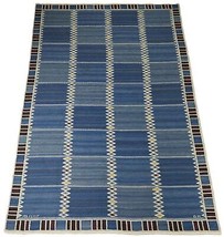 Blue Blend Rug Handmade Rug for Home Swedish Flatweave Rug 100% Wool Fam... - $366.47+