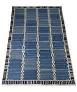 Blue Blend Rug Handmade Rug for Home Swedish Flatweave Rug 100% Wool Fam... - $366.47+