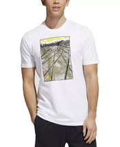 adidas Originals Men&#39;s Sketch Track Graphic T-Shirt in White-Large - £17.22 GBP