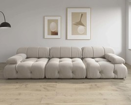 104&quot; Minimalist Modular Sectional Sofas Modern Velvet Convertible Couches 3 Seat - £1,510.64 GBP