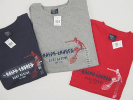 NEW Awesome Vintage Polo Sport Ralph Lauren Surfing T Shirt!  Red, Gray, Navy - £31.96 GBP