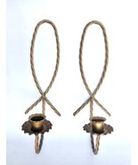 2 Vtg Home Interior Metal Twisted Rope Candle Holders HOMCO Sconces Farm... - €39,07 EUR