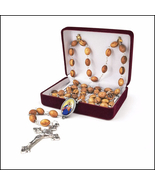 OLIVEWOOD ROSARY with Virgin Mary &amp; Jesus Oval Medal  - $39.95