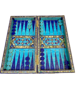 Handmade, Wooden Backgammon Board, Chess Board, Mother of Pearl, Gemstone Inlay - $1,850.00