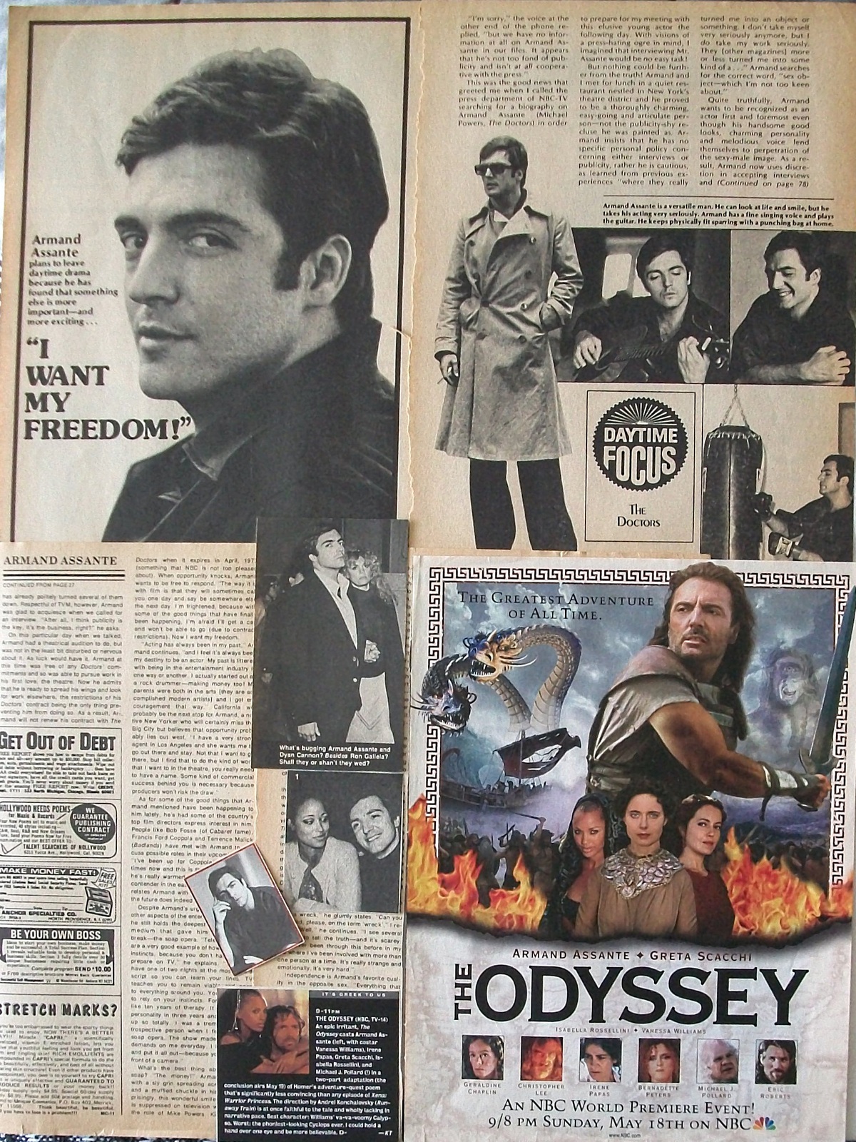 ARMAND ASSANTE ~ Thirteen (13) Color, B&amp;W Clippings, ARTICLES, Adverts 1... - $5.82