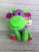 Kellytoy Animal Pals Cow Bull Plush Stuffed Toy Multicolor Green Purple Pink - £27.28 GBP