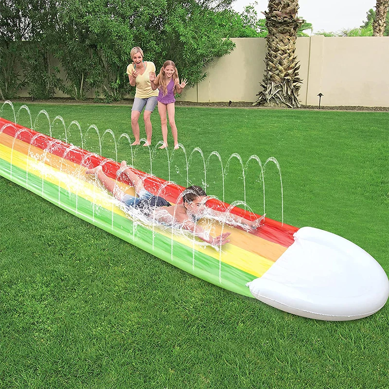 Lide for backyard outdoor kids summer toys games sprinkle water sliders with boards for thumb200