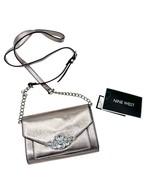 Nine West Metallic Crossbody Bag With Chain Strap &amp; Jewel Detail NWT - $28.71