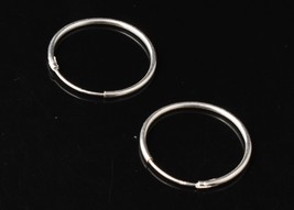 925 Sterling Silver Solid Hoop Earrings ES-1189 - £19.26 GBP