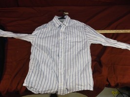 Aeropostale White &amp; Blue Striped Long Sleeve Button Up Men&#39;s Dress Shirt Small - £12.80 GBP
