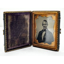 Rare Antique Vintage Male Metal Daguerreotype Leather Case 3&quot; x 3 1/2&quot; - £51.67 GBP