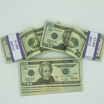  Realistic Prop Money 50 Pcs $20 Double Sided Full Print Realistic looks... - $13.99