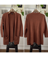 Eileen Fisher Copper Brown Longline Cardigan Pockets Organic Cotton Blend M - $716.50 MXN