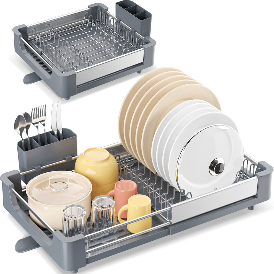 Dish Drying Rack with Non-Scratch and Movable Cutlery - $119.94
