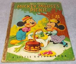 Walt Disney Little Golden Book Mickey Mouse&#39;s Picnic 1950 A Printing - £7.94 GBP