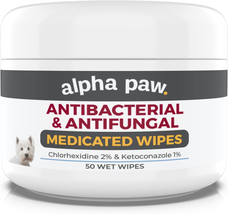 Antibacterial &amp; Antifungal Wipes for Dogs &amp; Cats (With Chlorhexidine &amp; Ketoconaz - £17.25 GBP