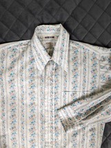 Vintage 1960s Montgomery Ward Dagger Collar Floral Button Shirt Men&#39;s 18... - $58.20