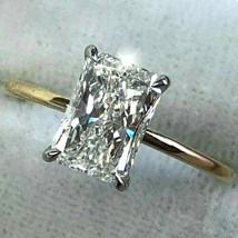 2.70Ct Radiant Lab-Created White Sapphire Engagement Ring 14K Yellow Gold Plated - £81.62 GBP