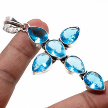 London Blue Topaz Pear Shape Handmade Ethnic Gifted Pendant Jewelry 3.20" SA 246 - £4.74 GBP