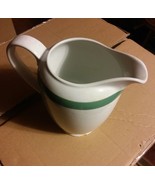 027 Arabia Finland Made White Ceramic Porcelain Pitcher With Green Strip... - £15.63 GBP