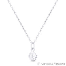 Tiny Crescent Moon Star Astrological .925 Sterling Silver Celestial Body Pendant - £7.20 GBP+