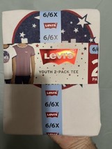 Levi’s Youth 2-Pack Tee Girls 6/6X Red,White,Blue Colors - $21.78