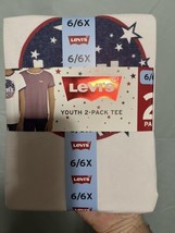 Levi’s Youth 2-Pack Tee Girls 6/6X Red,White,Blue Colors - £16.27 GBP