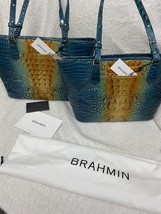 exotic Brahmin Medium Asher Bag Bermuda Ombre, Turquoise Orange - £245.41 GBP