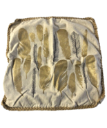 Boho Pillow Cover 16x16 Feather Beige Tan Gold Neutral Raw Braid Edge Sh... - €15,71 EUR