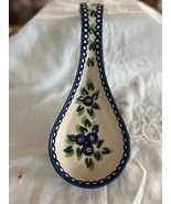 Folk Art Spoon Rest Boleslawiec Polish Pottery 11&quot; Length Stoneware Blue... - $479.79 MXN