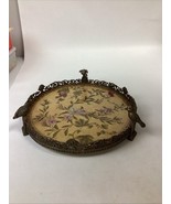 Hua Rong Tang Porcelain Painted Floral Tray w/ Bronze Feet, Trim Work an... - $4,143.92 MXN