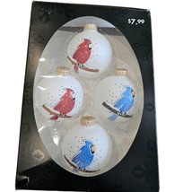 Christmas Bird Ornaments Cardinal Bluejay White Glitter 3&quot; Hobby Lobby 2010 - £19.06 GBP