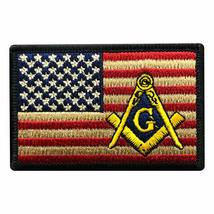 Masonic USA American Flag Patch [Iron on sew on-3.0 X 2.0 inch -MS4] - £4.78 GBP