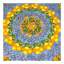 Vent du Sud France Oranges Yellow Roses Citrus Fruit Bright Tablecloth 6... - £58.81 GBP