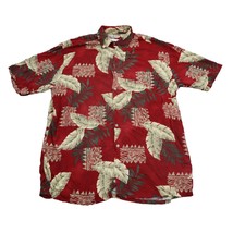 Hollis River Shirt Mens L Red Hibiscus Leaves Hawaiian Floral Shirt Coll... - £15.88 GBP