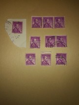 Lot #1 10 1954 Lincoln 4 Cent Cancelled Postage Stamps Purple Vintage VT... - $29.69