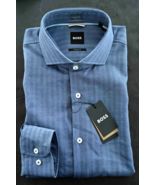 HUGO BOSS Homme Hal Spread Décontracté Laine Mélange Robe Chemise 39 15.5 - $64.13