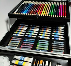 New Sealed 126 Piece Art Set Aluminum Carrying Case Kids Artwork Adults ... - $20.73 CAD