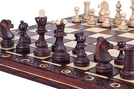 Beautiful Handcrafted Wooden Chess Set with Board and Chess Pieces 16inch (40cm) - £71.77 GBP