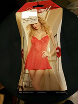 Dreamgirl The Lady In Red Sparkle Babydoll w/Bow Thong Womens Intimate Sleepwear - £15.97 GBP