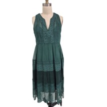 NWT Sundance Hunter Green cotton eyelet dress Midi Length Sz SP Festival - $87.32